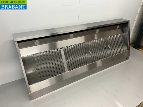 Hotte aspirante en acier inoxydable Hotte Moteur 2500 kuub Modèle incliné Premium-line 250 cm 230V Horeca – Image 3