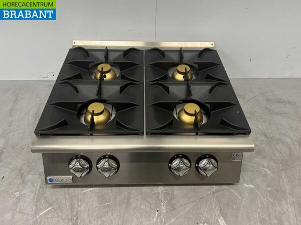 Acier inoxydable Mareno Surface de cuisson 4 brûleurs 80 cm GAS Horeca
