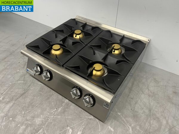 Acier inoxydable Mareno Surface de cuisson 4 brûleurs 80 cm GAS Horeca – Image 2