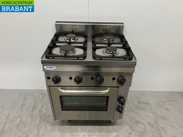 Fourneau Tecnoinox en acier inoxydable 4 brûleurs avec four 70 cm GAS Horeca