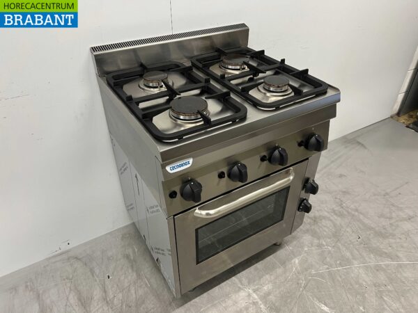 Fourneau Tecnoinox en acier inoxydable 4 brûleurs avec four 70 cm GAS Horeca – Image 3
