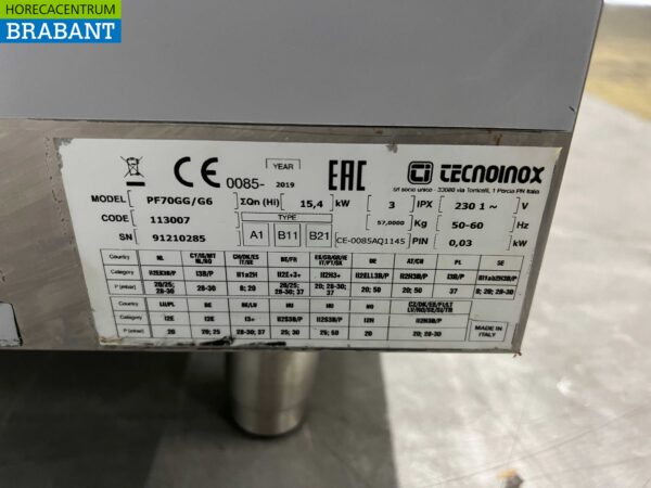 Fourneau Tecnoinox en acier inoxydable 4 brûleurs avec four 70 cm GAS Horeca – Image 6