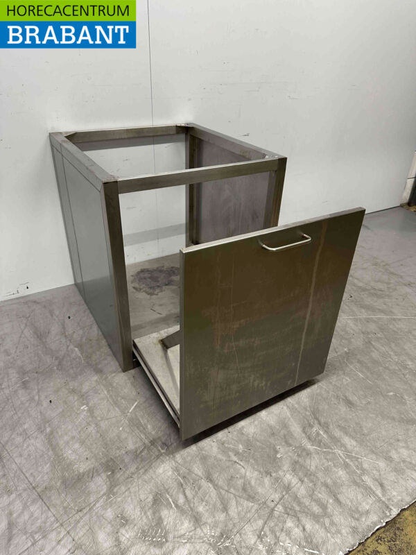 Acier inoxydable Meuble de travail avec poubelle extensible 64,5 cm Restauration – Image 6