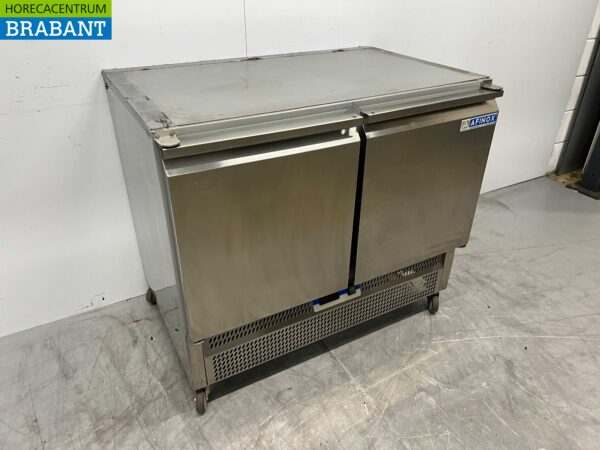 Etabli réfrigéré mobile Afinox en acier inoxydable 2 portes 100 cm 230V Horeca – Image 3