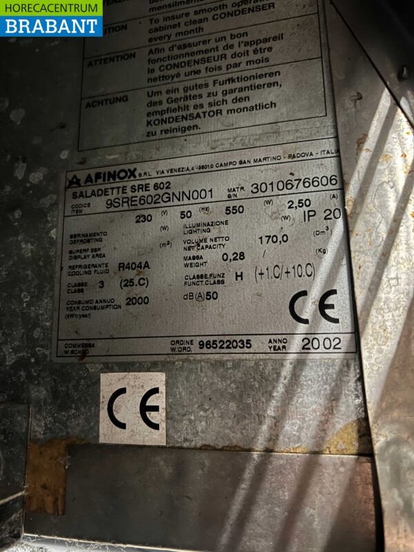 Etabli réfrigéré mobile Afinox en acier inoxydable 2 portes 100 cm 230V Horeca – Image 5