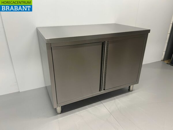 Armoire de travail en acier inoxydable 2 portes battantes 120 cm Restauration – Image 2
