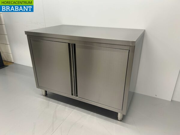 Armoire de travail en acier inoxydable 2 portes battantes 120 cm Restauration – Image 3