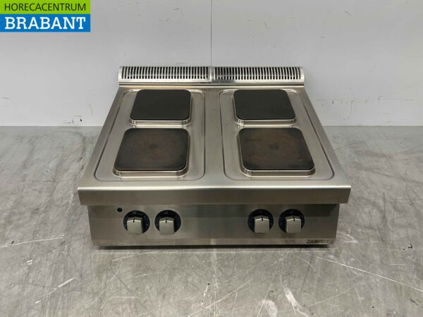 Acier inoxydable Zanussi 4 brûleurs Cuisinière électrique 4 zones 80 cm 400V Horeca