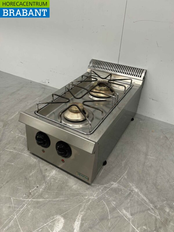 Plaque de cuisson à gaz Dexion 2 feux en acier inoxydable 40 cm Horeca – Image 2