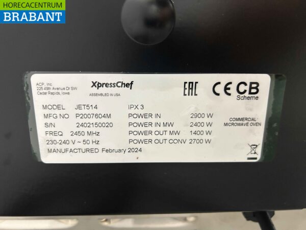Acier inoxydable Expresschef JET514 Four à micro-ondes Four à grande vitesse 230V Horeca – Image 6