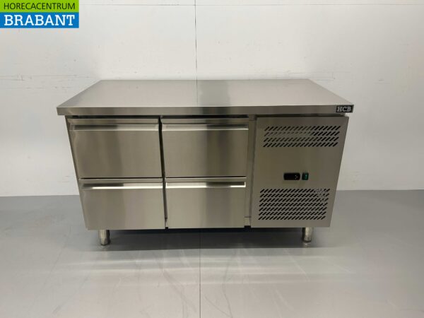 Établi réfrigéré en acier inoxydable 4 tiroirs 136 cm 230V Horeca