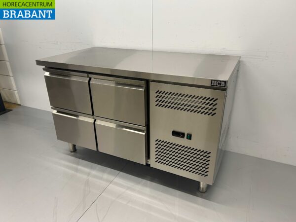 Établi réfrigéré en acier inoxydable 4 tiroirs 136 cm 230V Horeca – Image 2