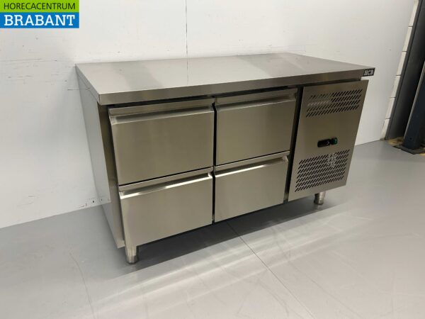 Établi réfrigéré en acier inoxydable 4 tiroirs 136 cm 230V Horeca – Image 3