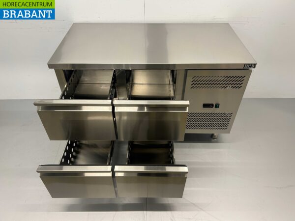 Établi réfrigéré en acier inoxydable 4 tiroirs 136 cm 230V Horeca – Image 4