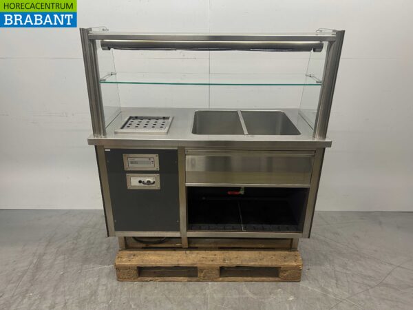 Groku Dispensing Buffet Buffet section bain marie et lampe chauffante 132.5 cm 230V Horeca