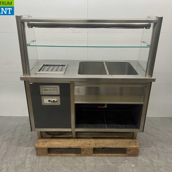 Groku Dispensing Buffet Buffet section bain marie et lampe chauffante 132.5 cm 230V Horeca