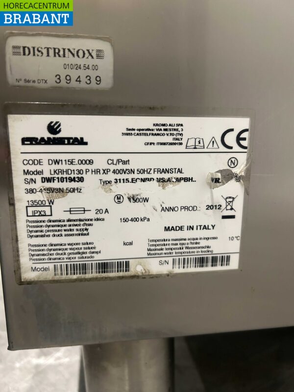 Lave-vaisselle sectionnel Franstal en acier inoxydable 400V Horeca – Image 7