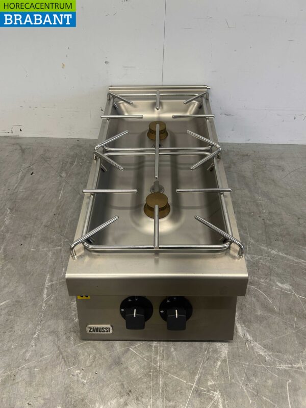 Plaque de cuisson à gaz Zanussi 2 feux en acier inoxydable 40 cm Horeca
