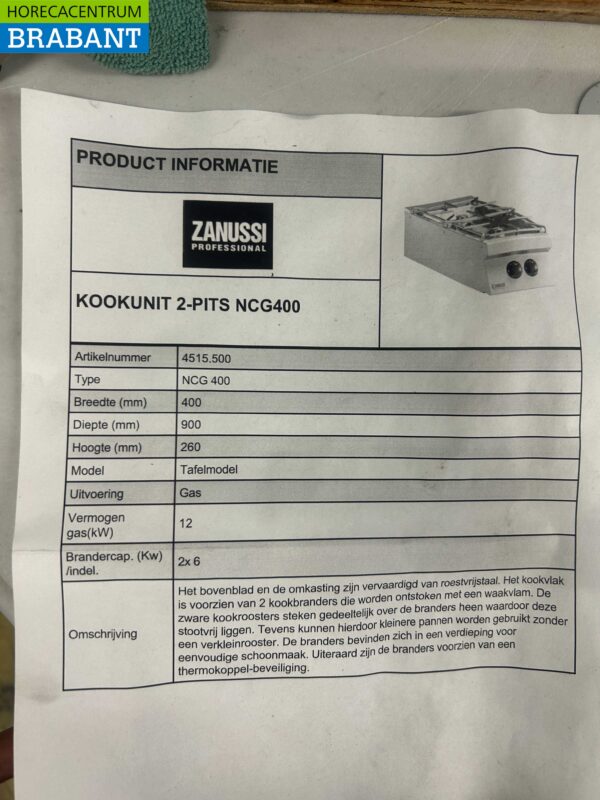 Plaque de cuisson à gaz Zanussi 2 feux en acier inoxydable 40 cm Horeca – Image 5