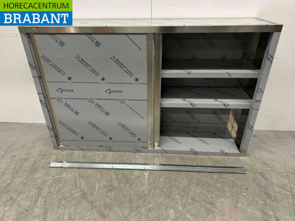 Armoire murale en acier inoxydable 2 portes coulissantes 160 cm Restauration – Image 4