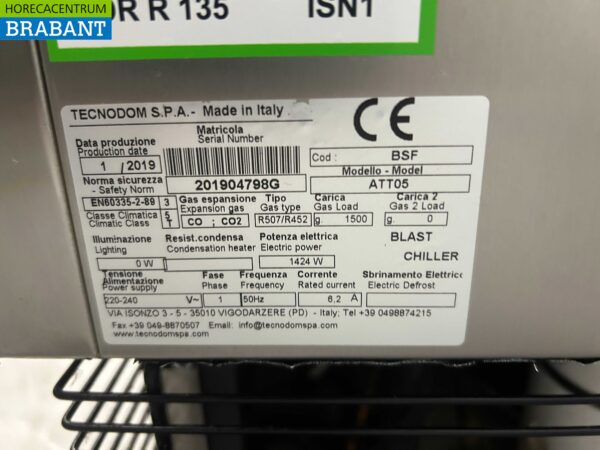 Tecnodom Blastchiller en acier inoxydable Refroidisseur rapide Congélateur à chocs 5 x 1/1 GN ou 60/40 230V Horeca – Image 7