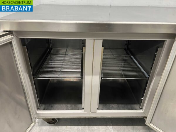 Établi réfrigéré mobile Mercatus en acier inoxydable 2 portes et 1 tiroir 132 cm 230V Horeca – Image 4