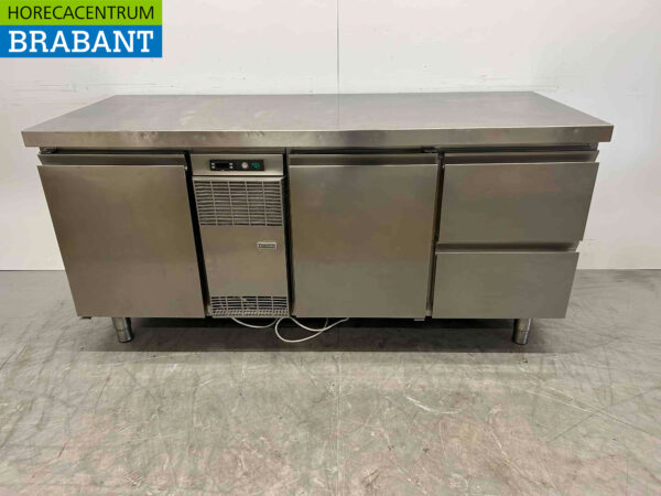 Établi réfrigéré Zanussi en acier inoxydable 2 portes et 2 tiroirs 176 cm 230V Horeca