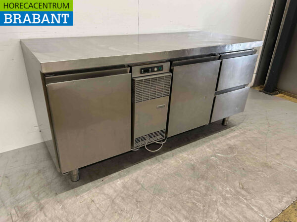 Établi réfrigéré Zanussi en acier inoxydable 2 portes et 2 tiroirs 176 cm 230V Horeca – Image 3