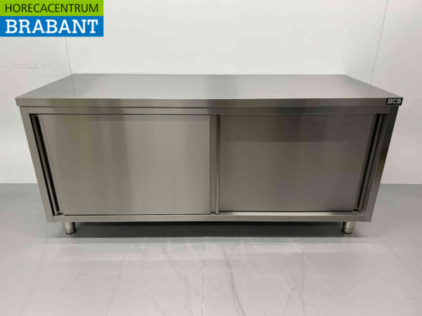 Acier inoxydable HCB Armoire de travail 2 portes coulissantes Premium-line 180 cm Restauration