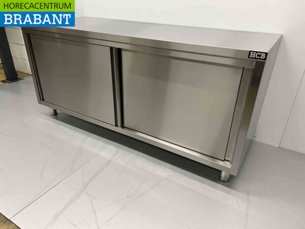 Acier inoxydable HCB Armoire de travail 2 portes coulissantes Premium-line 180 cm Restauration – Image 2