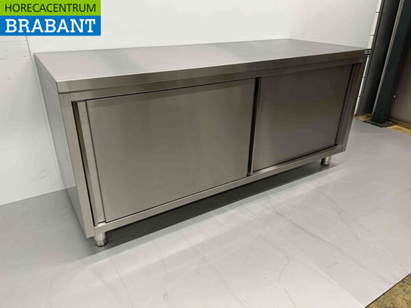 Acier inoxydable HCB Armoire de travail 2 portes coulissantes Premium-line 180 cm Restauration – Image 3