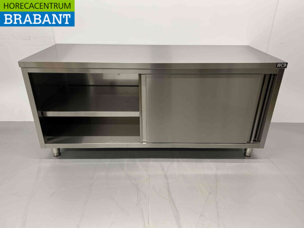 Acier inoxydable HCB Armoire de travail 2 portes coulissantes Premium-line 180 cm Restauration – Image 4