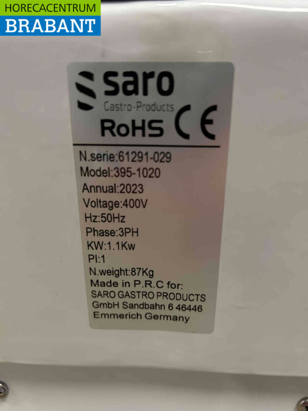 Pétrin à spirale Saro en acier inoxydable 25 litres 400V Horeca – Image 7