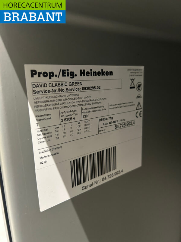 David Refrigerator Cooler 130 litres 230V Horeca – Image 5