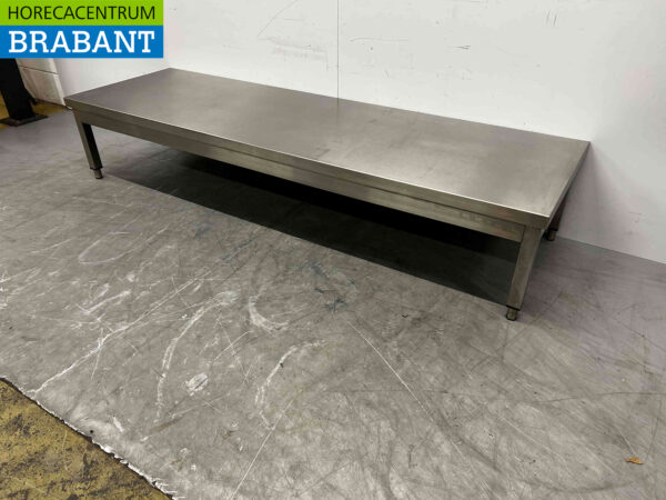 Table de travail basse en acier inoxydable 198 x 60 x 37,5 cm Restauration – Image 3