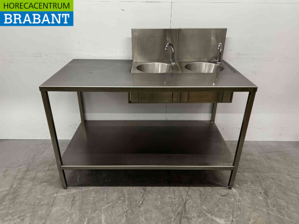 Évier en acier inoxydable Évier de table Évier double 132,5 cm Horeca