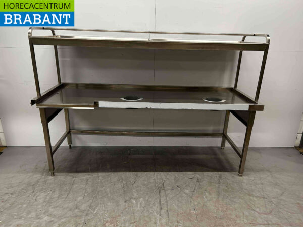 Table de compensation en acier inoxydable Debrasseertafel Werkadel avec étagère 220 cm Restauration