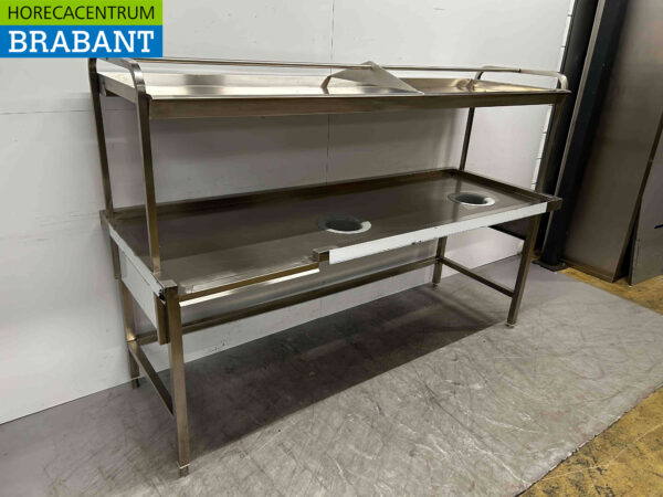 Table de compensation en acier inoxydable Debrasseertafel Werkadel avec étagère 220 cm Restauration – Image 3