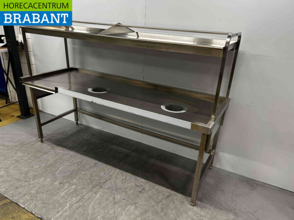 Table de compensation en acier inoxydable Debrasseertafel Werkadel avec étagère 220 cm Restauration – Image 2