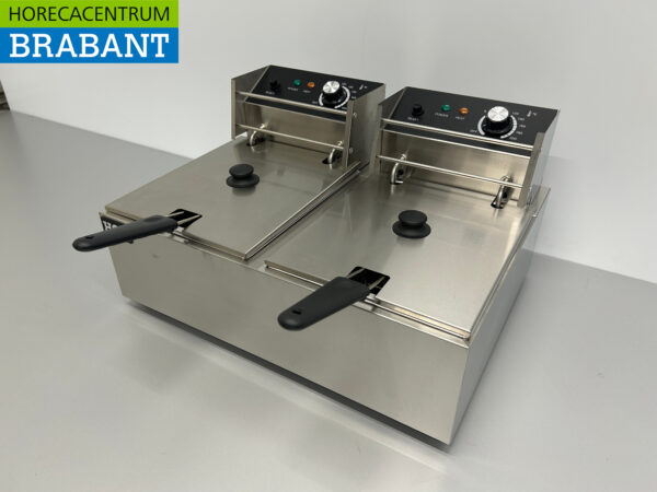 Friteuse double en acier inoxydable 2 x 6 litres 230V Horeca – Image 3