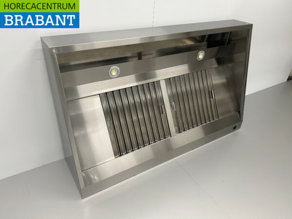Hotte aspirante en acier inoxydable avec filtres à lamelles Premium-line 160 cm modèle incliné Horeca – Image 3