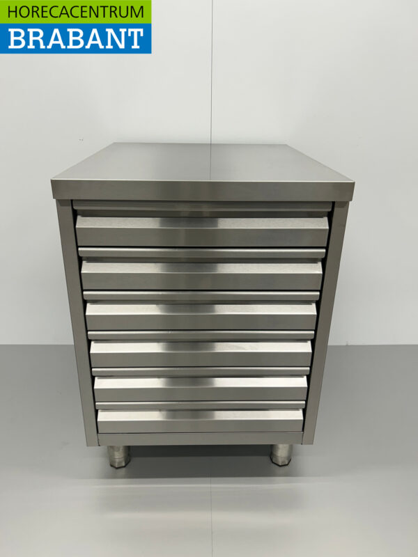 Armoire de travail en acier inoxydable Armoire à tiroirs 6 tiroirs Premium-line pour pâte 60 cm Traiteur Pizzeria Boulangerie