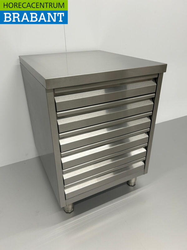 Armoire de travail en acier inoxydable Armoire à tiroirs 6 tiroirs Premium-line pour pâte 60 cm Traiteur Pizzeria Boulangerie – Image 3