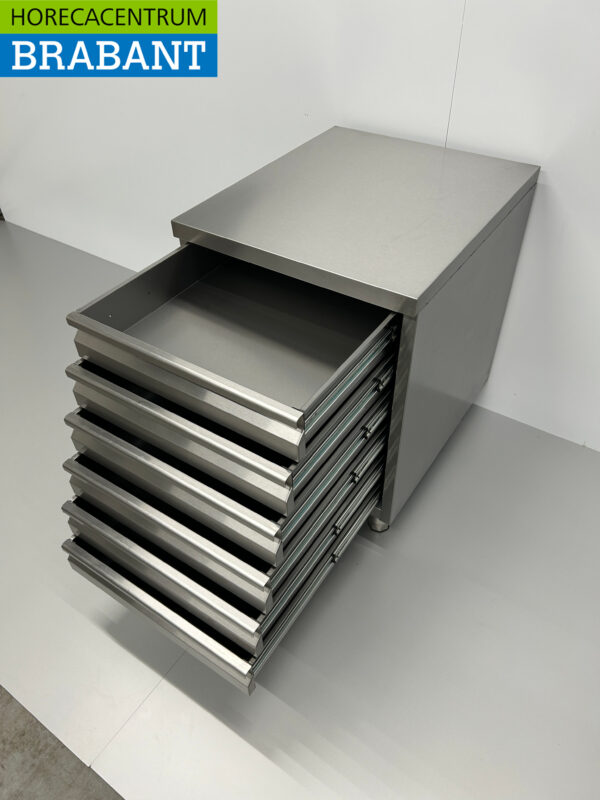 Armoire de travail en acier inoxydable Armoire à tiroirs 6 tiroirs Premium-line pour pâte 60 cm Traiteur Pizzeria Boulangerie – Image 4