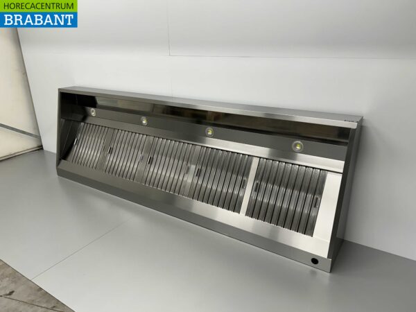 Hotte aspirante en acier inoxydable avec filtres à lamelles Premium-line 300 cm modèle incliné Horeca – Image 2