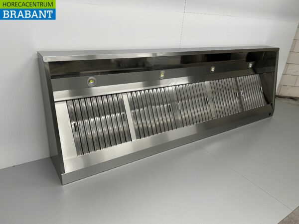 Hotte aspirante en acier inoxydable avec filtres à lamelles Premium-line 300 cm modèle incliné Horeca – Image 3