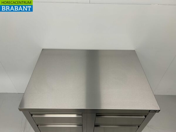 Armoire de travail en acier inoxydable Table de travail Armoire à tiroirs Premium-line 6 tiroirs 1/1 GN 100 cm Horeca – Image 4
