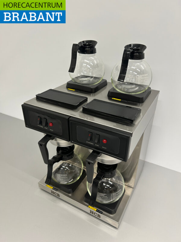 HCB acier inoxydable Machine à café double Machine à café avec 4 verseuses 1,8 litres 230V Horeca – Image 3