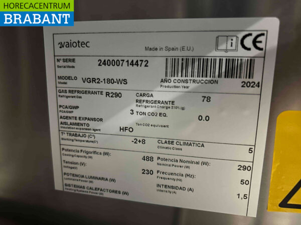 Établi réfrigéré Coreco Premium en acier inoxydable 2 tiroirs et 2 portes 1/1 gastronorm 179,5 cm Horeca – Image 6