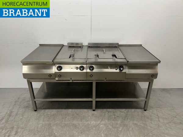 Ligne de cuisson MKN en acier inoxydable Double Friteuse Friteuse 1 x 13 litres 1x 30 litres 400V Horeca